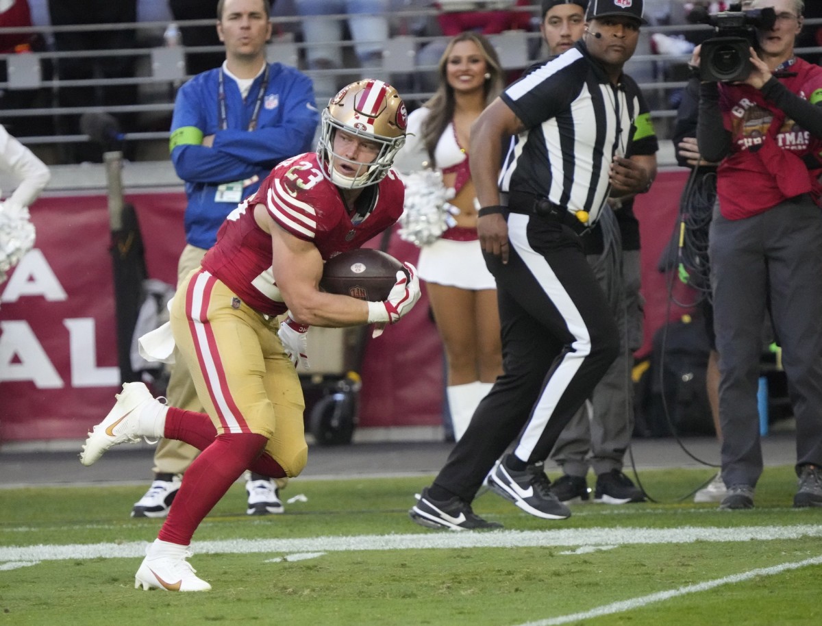 San Francisco running back Christian McCaffrey had another big day against the Cardinals with 182 all-purpose yards.